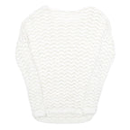 ORSAY Womens White Plain Jumper Crew Neck Basic Knit S Soft Fit Lightweight