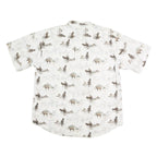 BIT & BRIDLE Mens White Horse Scene Cotton Button Shirt L Casual Short Sleeve