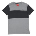 GUESS Mens Grey & Black Colourblock T-Shirt M Short Sleeve Crew Neck Zipped
