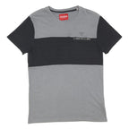 GUESS Mens Grey & Black Colourblock T-Shirt M Short Sleeve Crew Neck Zipped