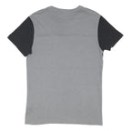 GUESS Mens Grey & Black Colourblock T-Shirt M Short Sleeve Crew Neck Zipped