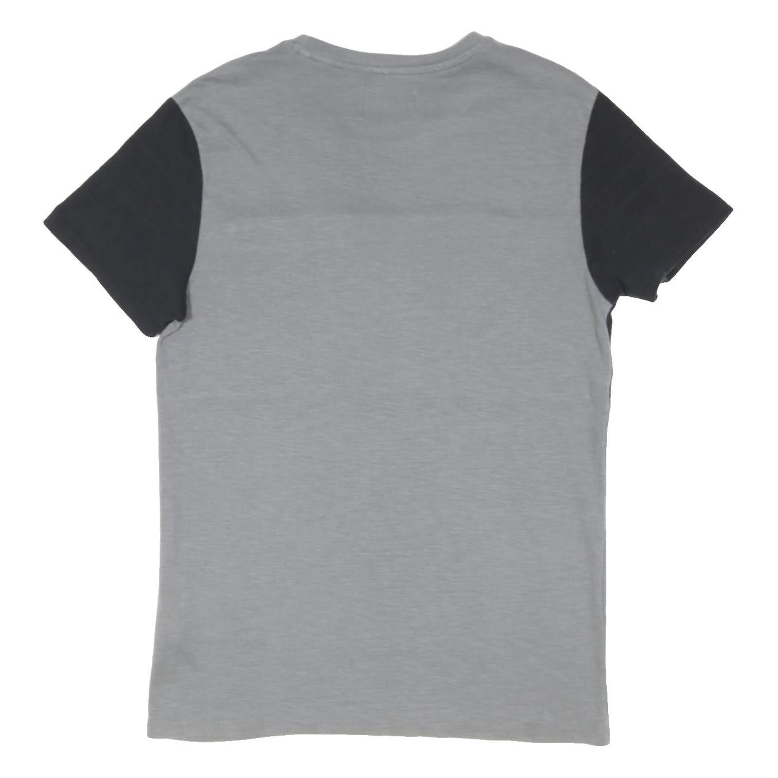 GUESS Mens Grey & Black Colourblock T-Shirt M Short Sleeve Crew Neck Zipped