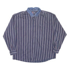 CHAPS RALPH LAUREN Mens Blue Red Striped Shirt 2XL Cotton Casual Long Sleeve