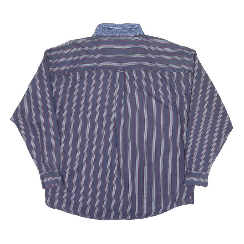 CHAPS RALPH LAUREN Mens Blue Red Striped Shirt 2XL Cotton Casual Long Sleeve