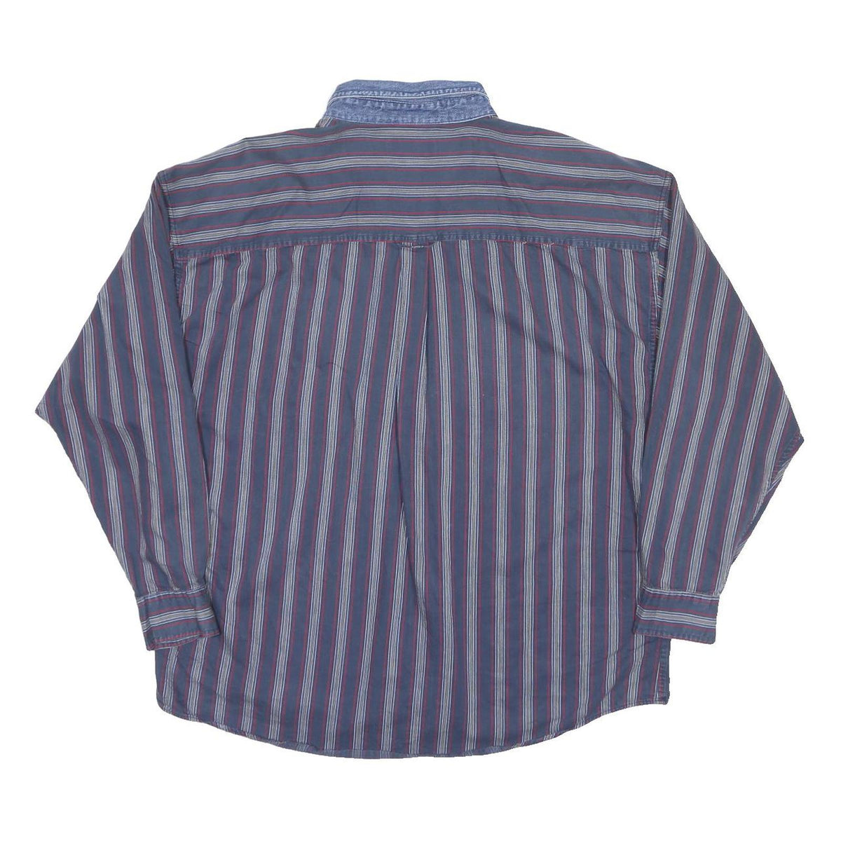 CHAPS RALPH LAUREN Mens Blue Red Striped Shirt 2XL Cotton Casual Long Sleeve