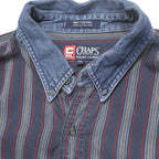 CHAPS RALPH LAUREN Mens Blue Red Striped Shirt 2XL Cotton Casual Long Sleeve