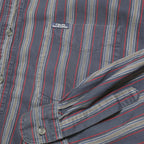 CHAPS RALPH LAUREN Mens Blue Red Striped Shirt 2XL Cotton Casual Long Sleeve
