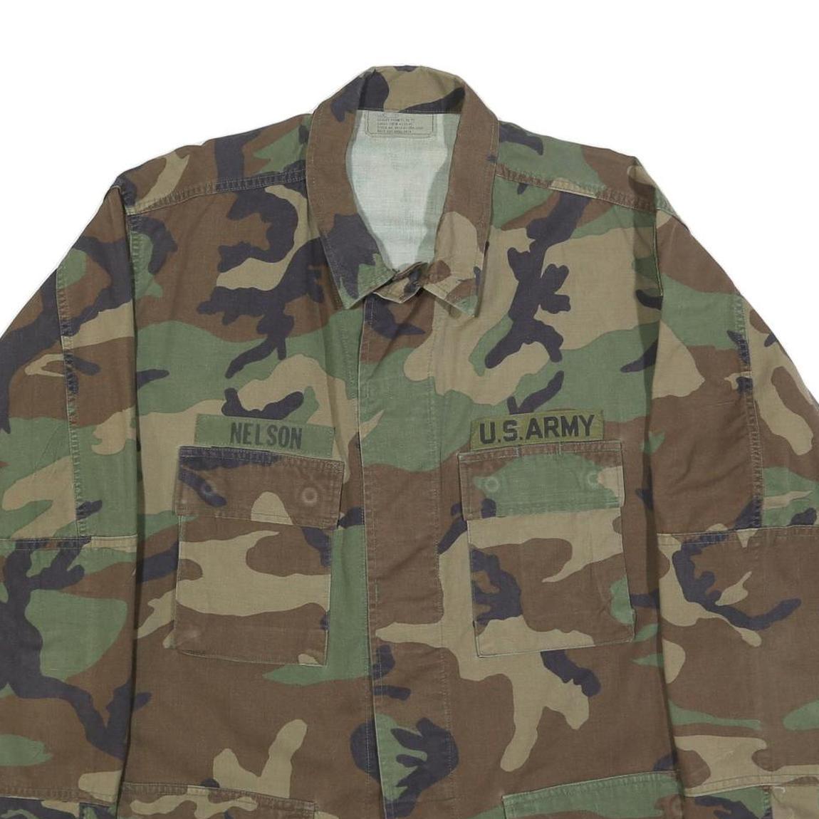 TERRY MANUFACTURING CO. INC Mens Green & Brown Camouflage Military Button Jacket