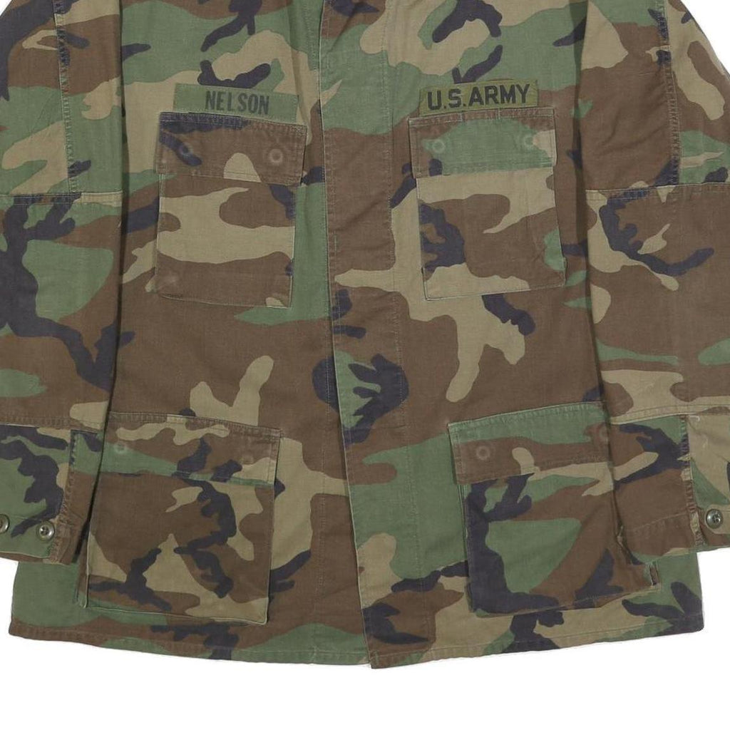 TERRY MANUFACTURING CO. INC Mens Green & Brown Camouflage Military Button Jacket