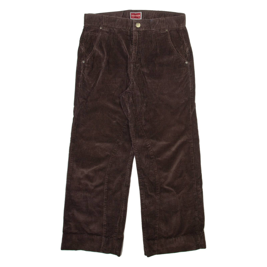 TOMMY HILFIGER Mens Corduroy Trousers Brown Regular Straight W31 L26