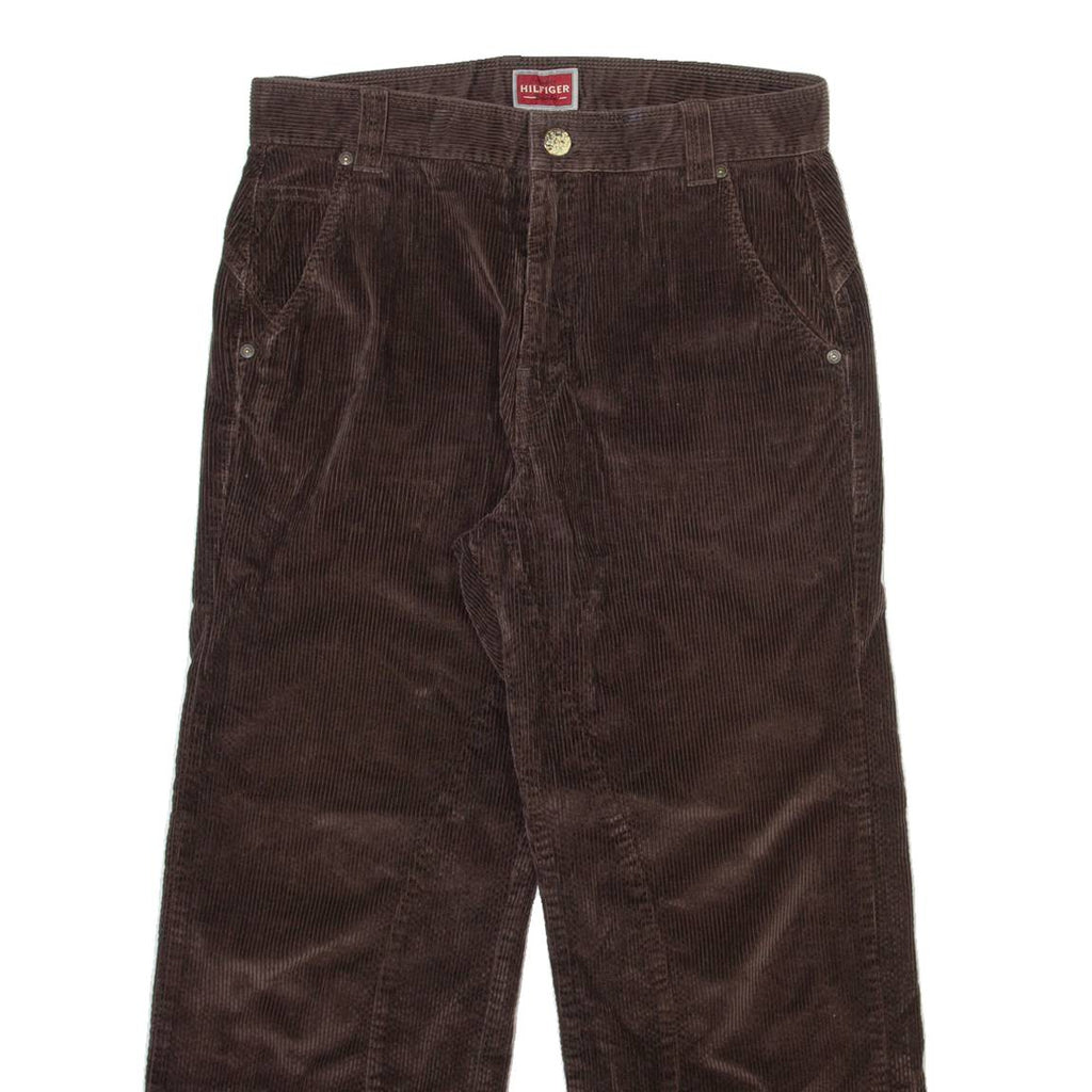 TOMMY HILFIGER Mens Corduroy Trousers Brown Regular Straight W31 L26