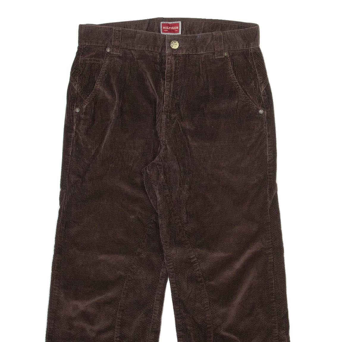 TOMMY HILFIGER Mens Corduroy Trousers Brown Regular Straight W31 L26