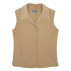 MARCO PECCI Womens Beige Quilted Polyester Button Jacket S Sleeveless Outerwear