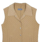 MARCO PECCI Womens Beige Quilted Polyester Button Jacket S Sleeveless Outerwear