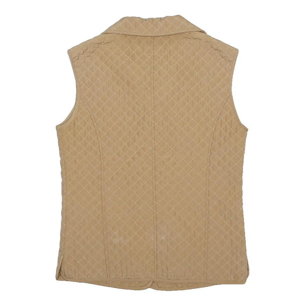 MARCO PECCI Womens Beige Quilted Polyester Button Jacket S Sleeveless Outerwear