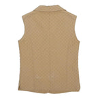 MARCO PECCI Womens Beige Quilted Polyester Button Jacket S Sleeveless Outerwear