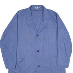 Mens Blue Cotton Button Jacket 2XL Classic Plain Long Sleeve Workwear
