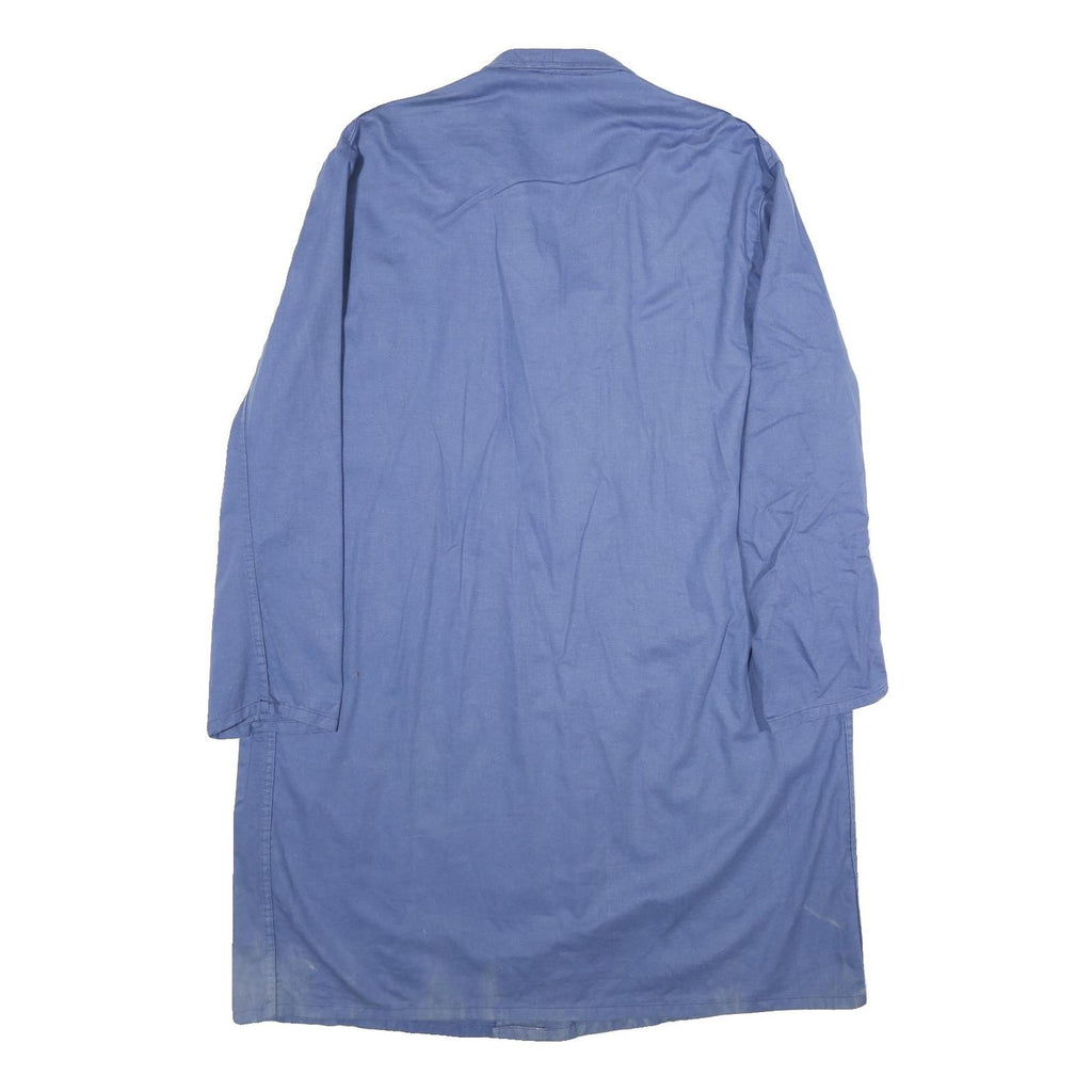 Mens Blue Cotton Button Jacket 2XL Classic Plain Long Sleeve Workwear