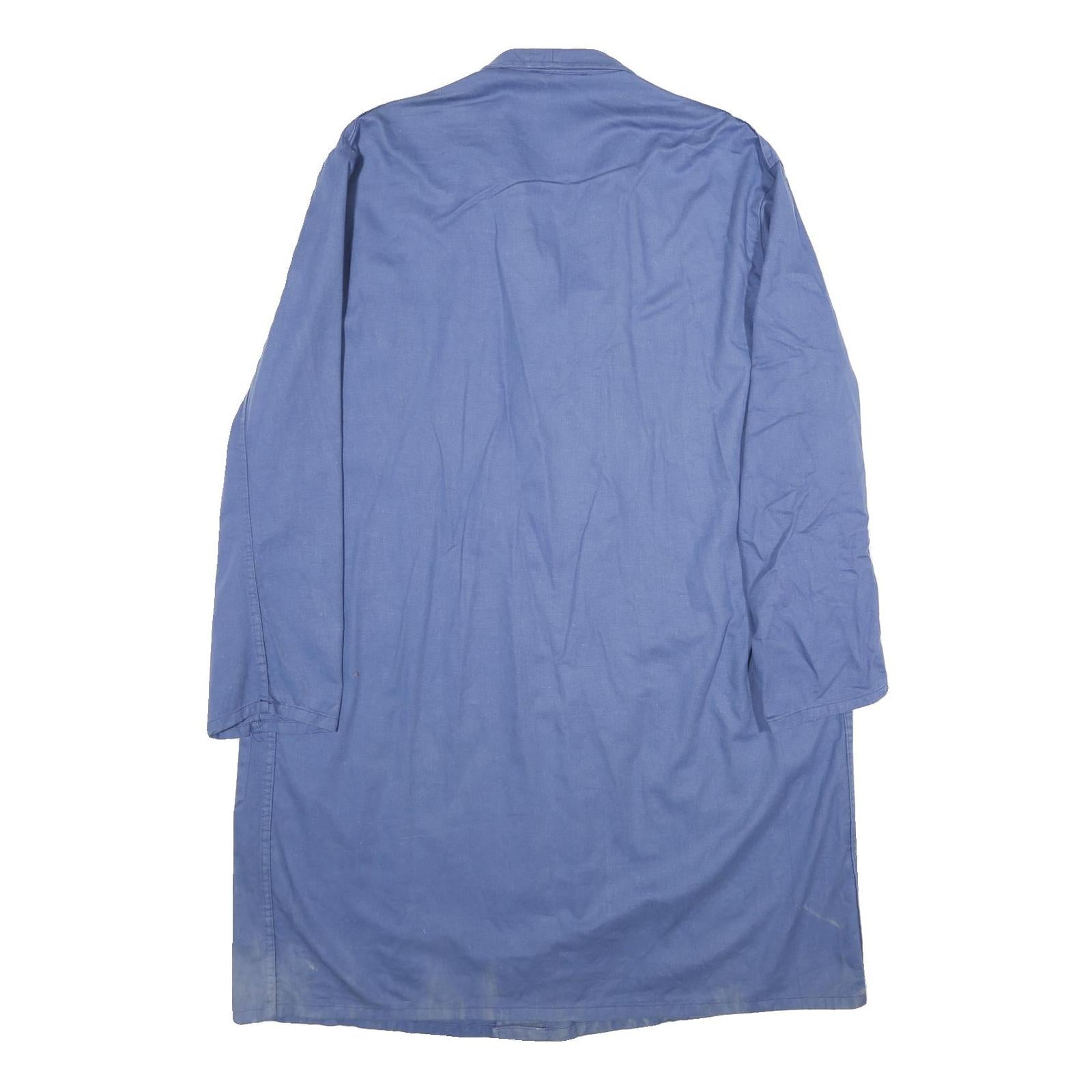 Mens Blue Cotton Button Jacket 2XL Classic Plain Long Sleeve Workwear