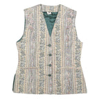 MISS ETAM Womens Beige Tailored Jacket L Cotton Blend Striped Floral Pattern