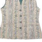 MISS ETAM Womens Beige Tailored Jacket L Cotton Blend Striped Floral Pattern