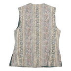 MISS ETAM Womens Beige Tailored Jacket L Cotton Blend Striped Floral Pattern