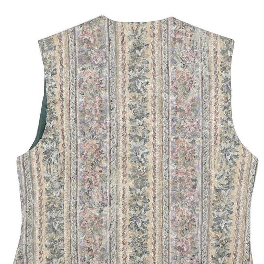 MISS ETAM Womens Beige Tailored Jacket L Cotton Blend Striped Floral Pattern