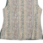 MISS ETAM Womens Beige Tailored Jacket L Cotton Blend Striped Floral Pattern