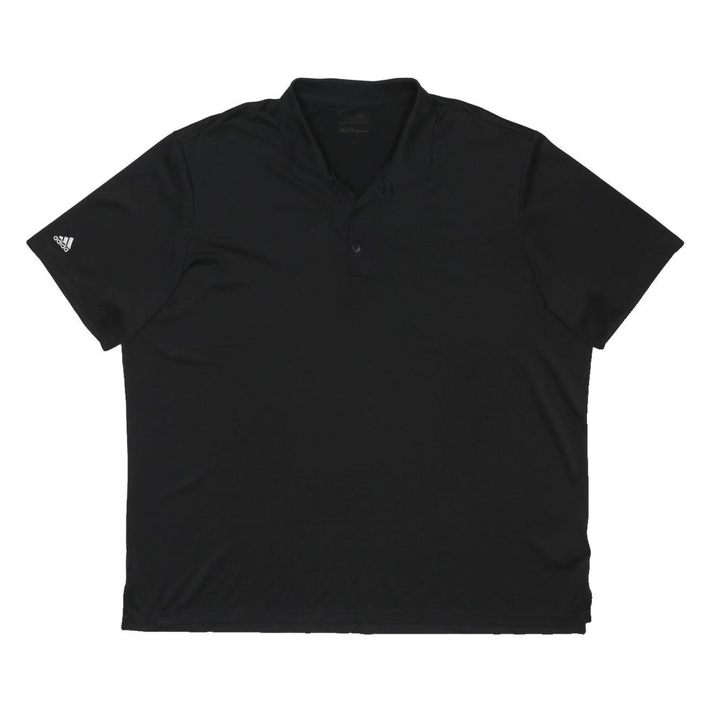 ADIDAS Mens Black Short Sleeve Plain 2XL Polo Shirt Button Collar Lightweight