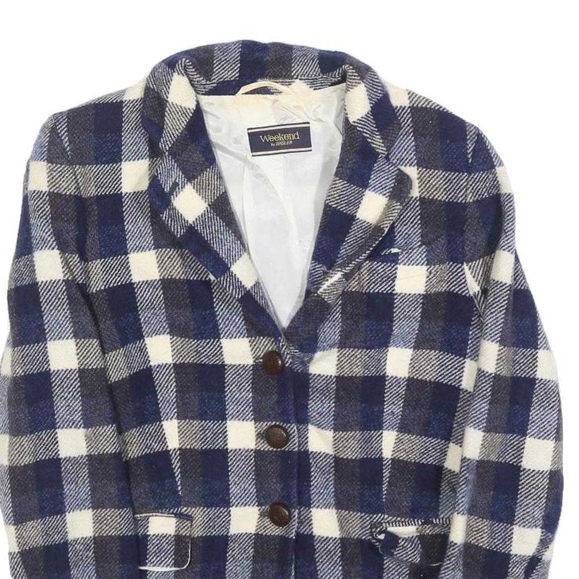 BALSER Womens Blue & White Checked Wool Button Jacket S Woven Classic