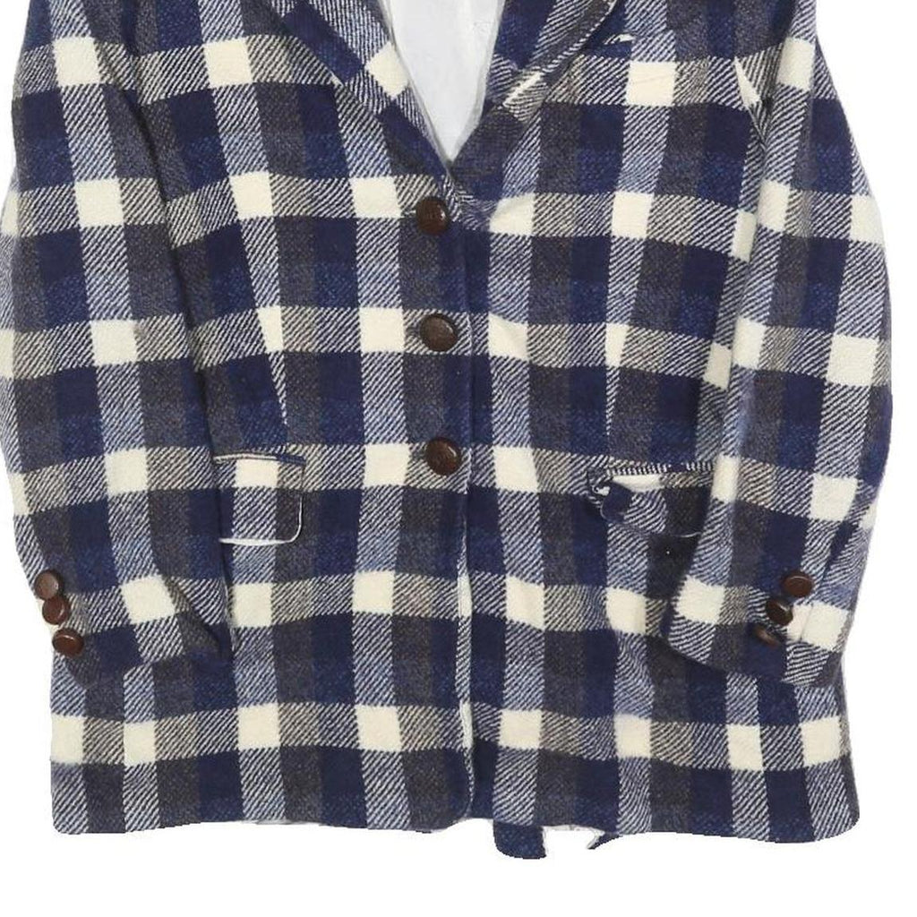 BALSER Womens Blue & White Checked Wool Button Jacket S Woven Classic