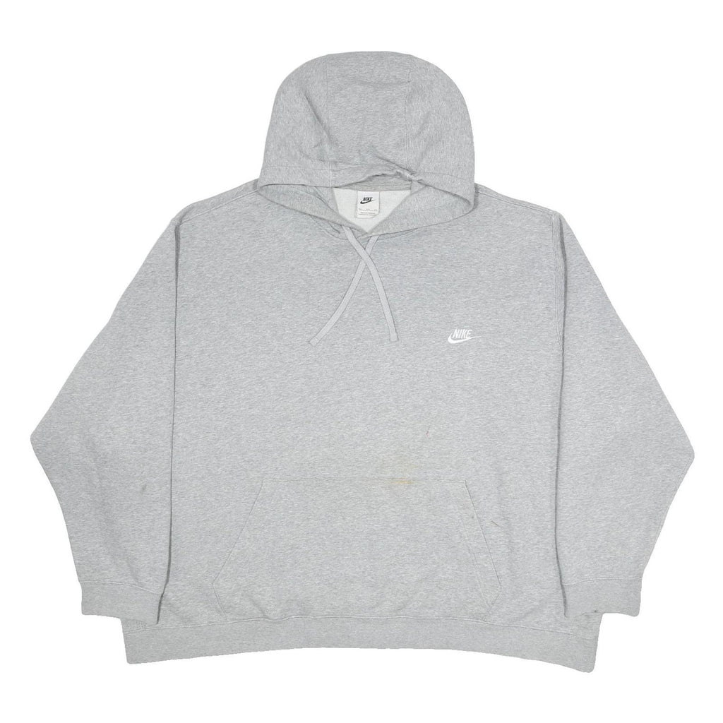 NIKE Womens Grey Pullover 4XL Cotton Blend Relaxed Fit Drawstring Hooded Top