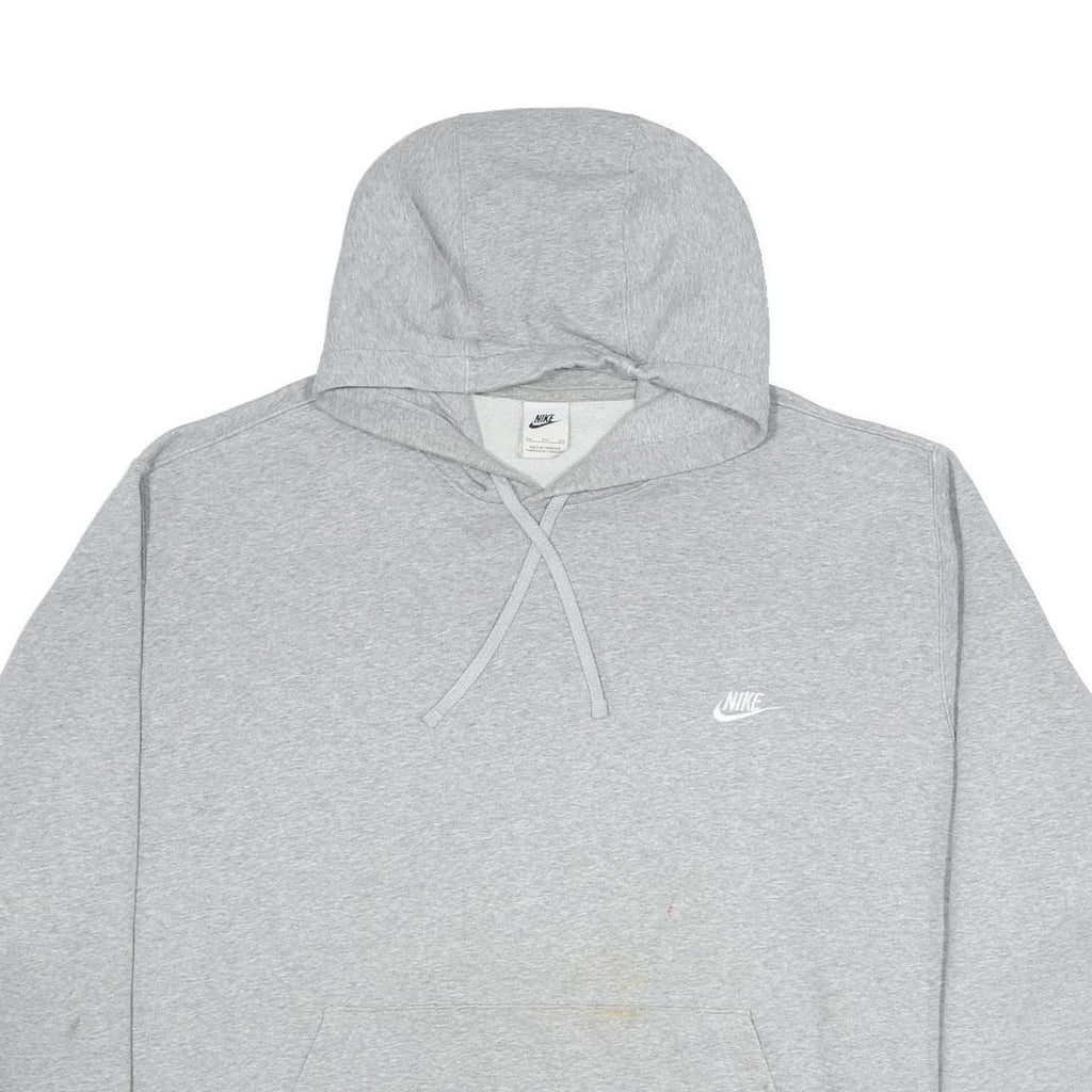 NIKE Womens Grey Pullover 4XL Cotton Blend Relaxed Fit Drawstring Hooded Top