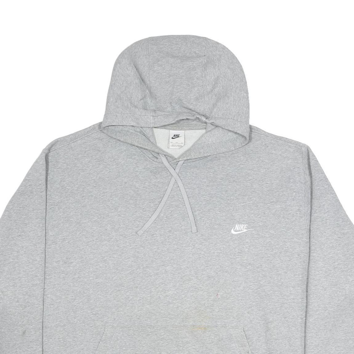 NIKE Womens Grey Pullover 4XL Cotton Blend Relaxed Fit Drawstring Hooded Top