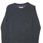 SUPERDRY Womens Navy Blue Basic Long Sleeve Crew Neck Top UK 10 Cotton Blend