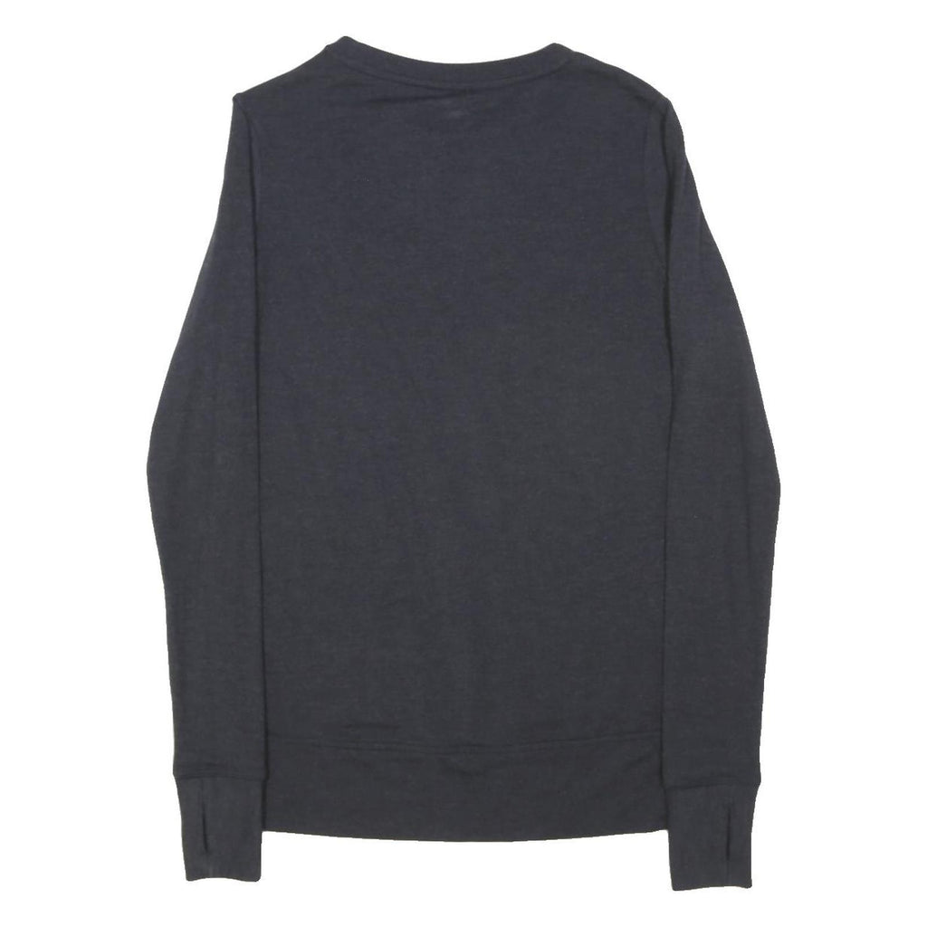 SUPERDRY Womens Navy Blue Basic Long Sleeve Crew Neck Top UK 10 Cotton Blend