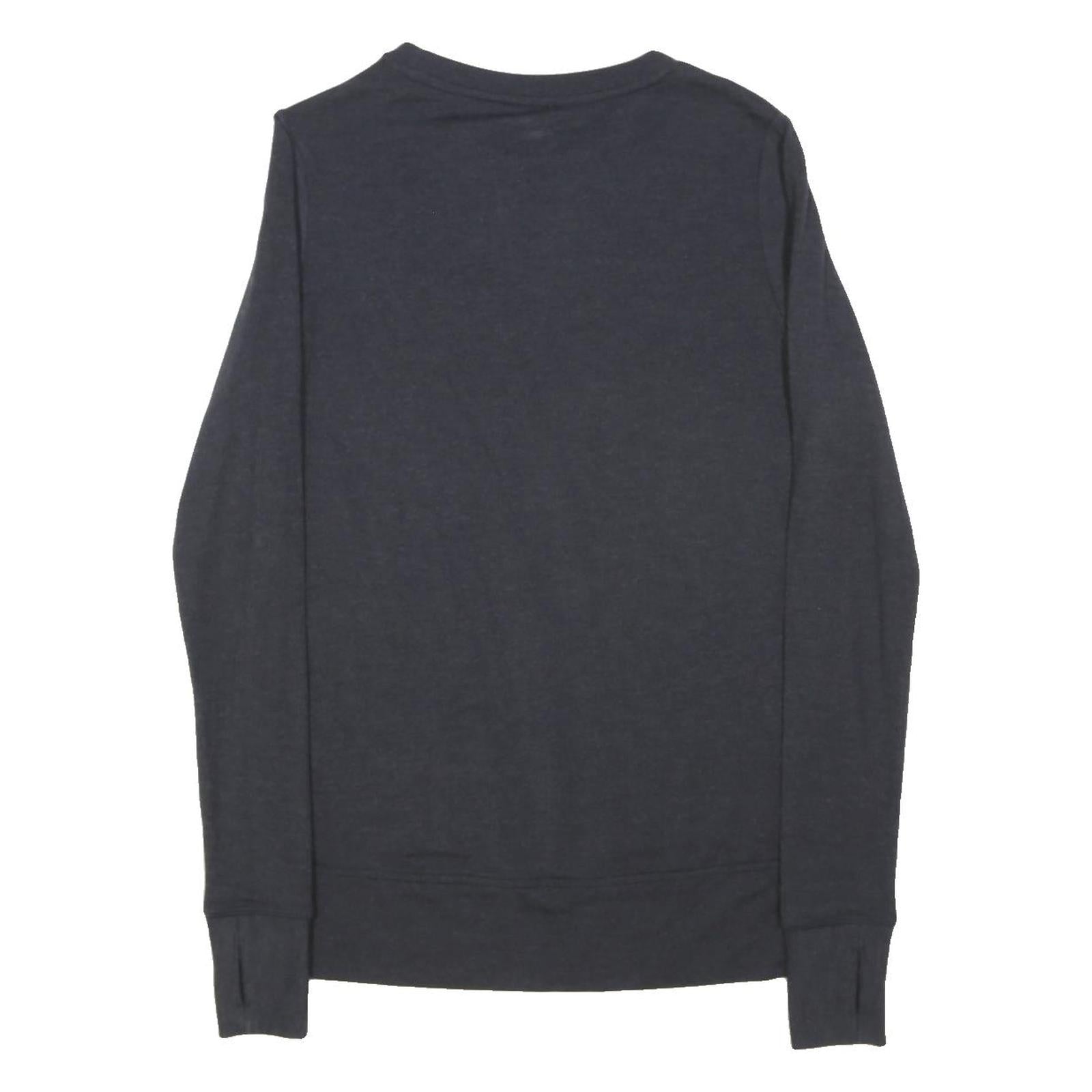 SUPERDRY Womens Navy Blue Basic Long Sleeve Crew Neck Top UK 10 Cotton Blend