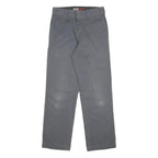 DICKIES Mens Cotton Blend Grey Regular Straight Trousers W30 L32 Workwear Zip