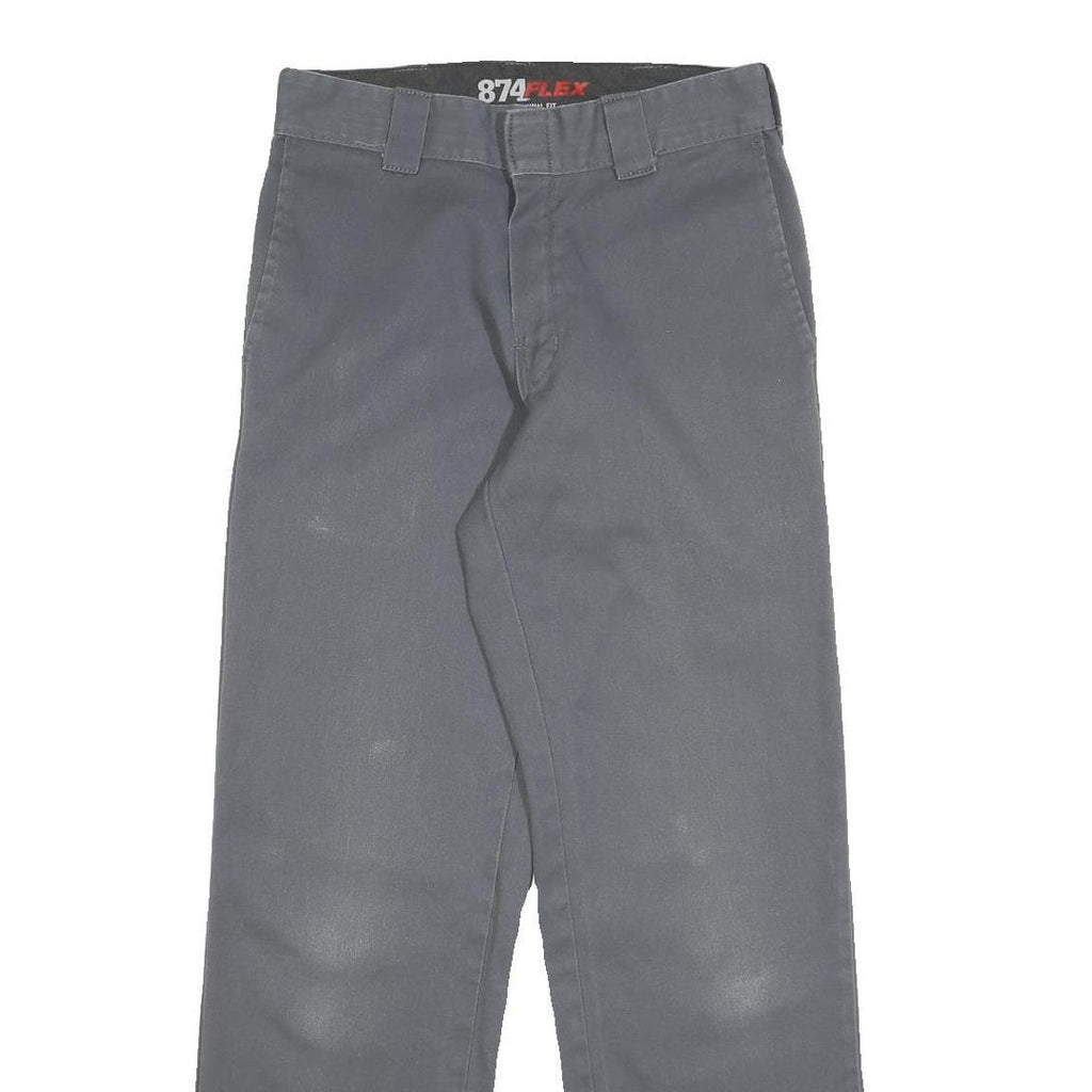 DICKIES Mens Cotton Blend Grey Regular Straight Trousers W30 L32 Workwear Zip