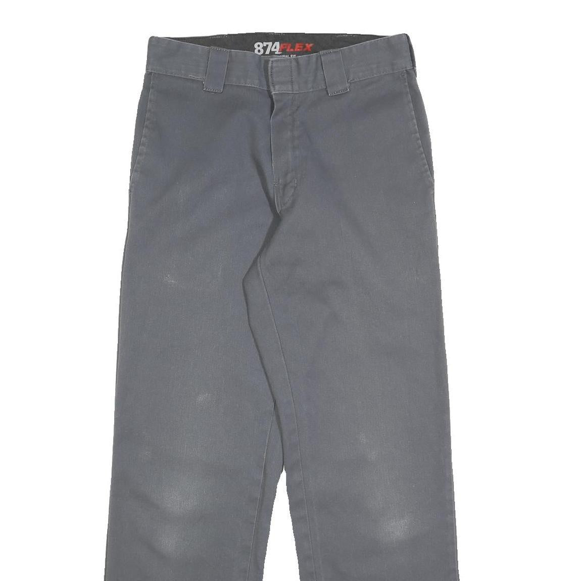 DICKIES Mens Cotton Blend Grey Regular Straight Trousers W30 L32 Workwear Zip