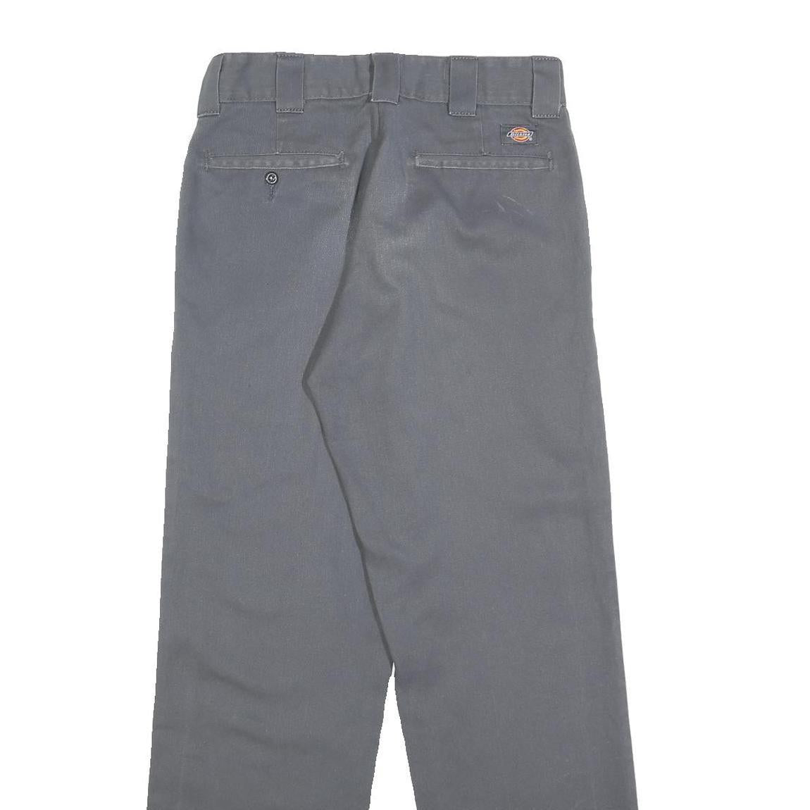 DICKIES Mens Cotton Blend Grey Regular Straight Trousers W30 L32 Workwear Zip