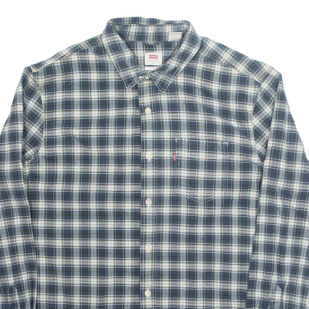 LEVI'S Slim Fit Mens Shirt Blue Check Long Sleeve L