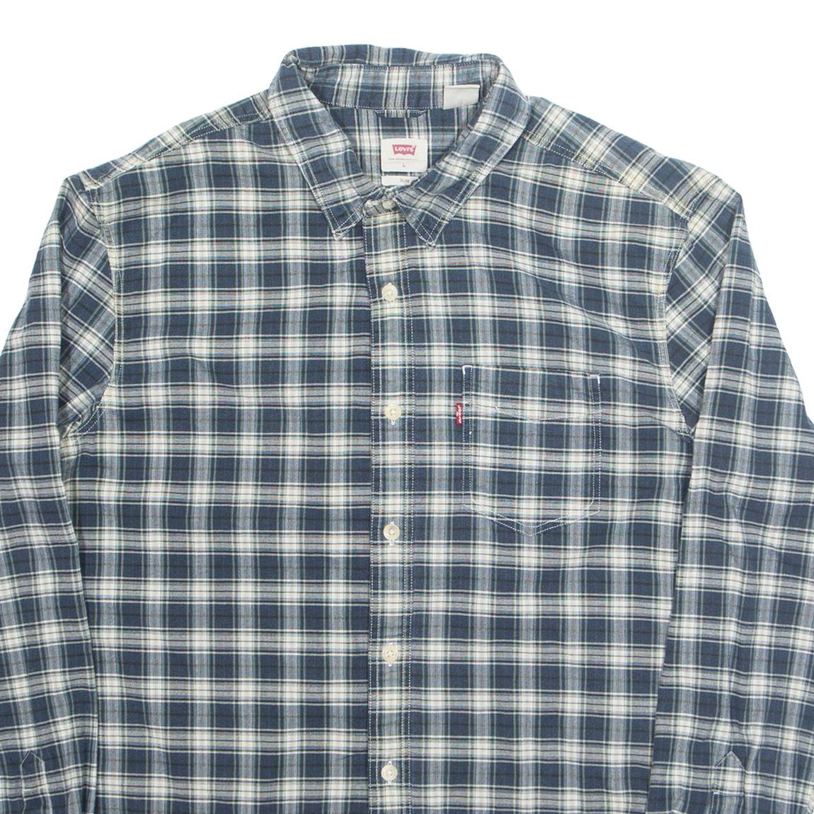 LEVI'S Slim Fit Mens Shirt Blue Check Long Sleeve L
