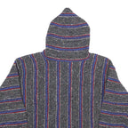 Mens Blue Red Striped Hooded Pullover Hoodie M Casual Comfortable