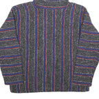 Mens Blue Red Striped Hooded Pullover Hoodie M Casual Comfortable