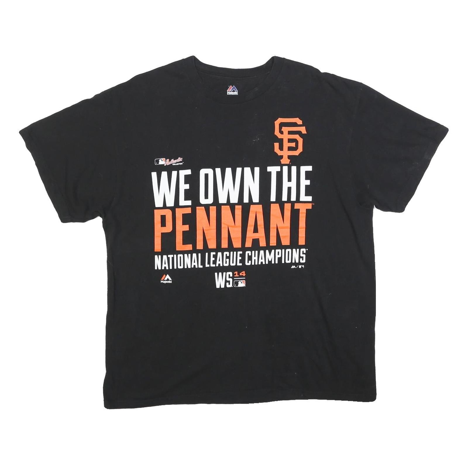 MAJESTIC Mens Black We Own The Pennant Graphic T-Shirt XL Short Sleeve Crew Neck