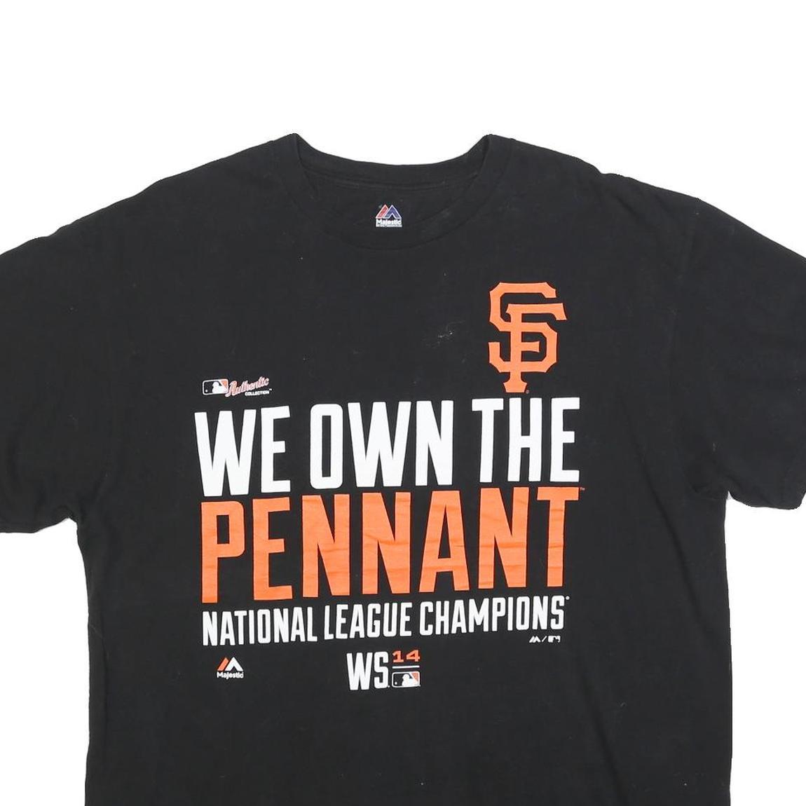 MAJESTIC Mens Black We Own The Pennant Graphic T-Shirt XL Short Sleeve Crew Neck