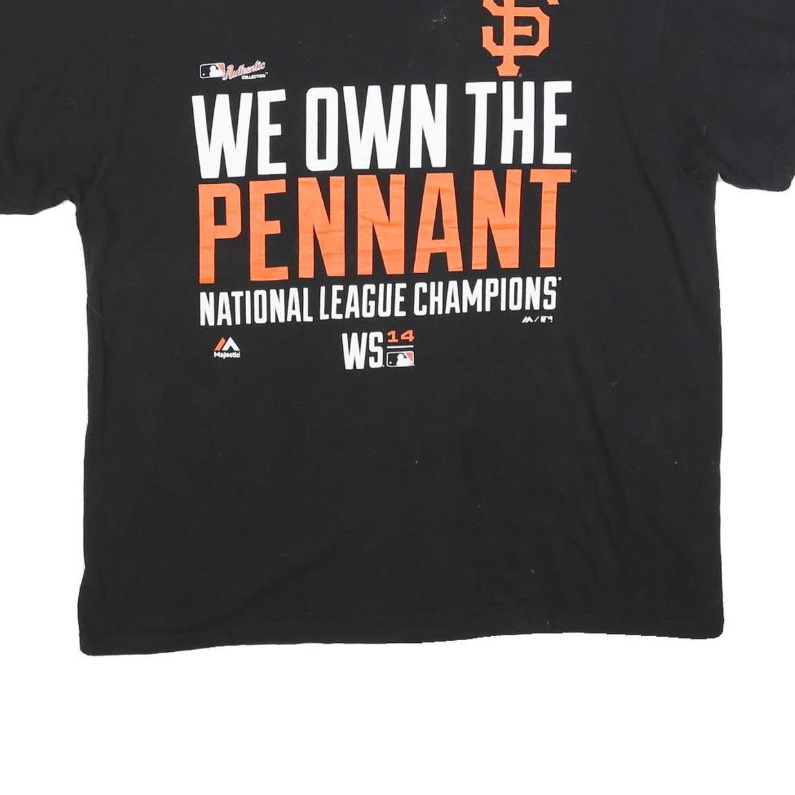 MAJESTIC Mens Black We Own The Pennant Graphic T-Shirt XL Short Sleeve Crew Neck