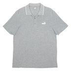 PUMA Mens Grey Polo Shirt L Cotton Short Sleeve Plain Casual Sportswear
