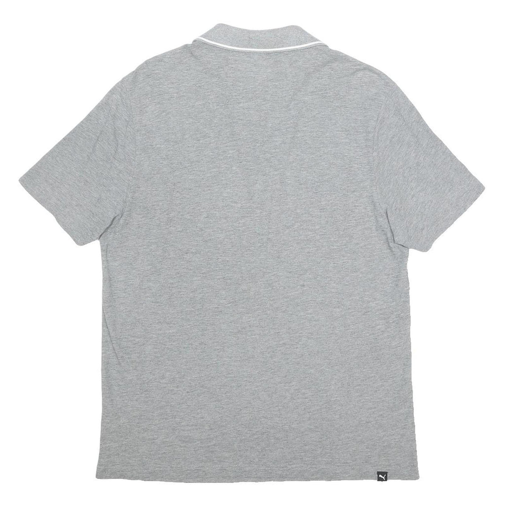 PUMA Mens Grey Polo Shirt L Cotton Short Sleeve Plain Casual Sportswear